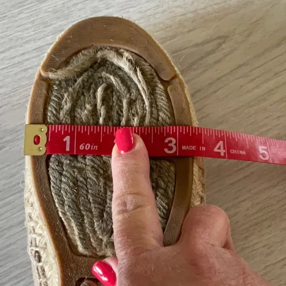 Tory Burch Color Block Espadrille Flat Canvas Tan Red- Size 7 Medium - Picture 15 of 16